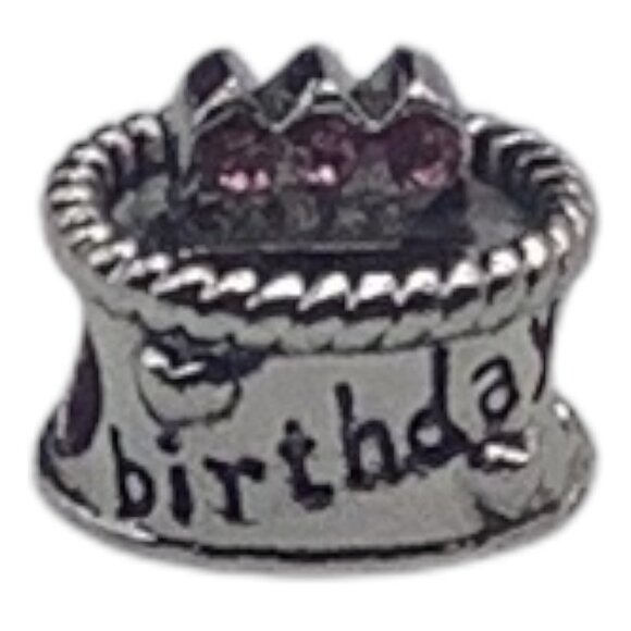Happy Birthday Cake Charm Bead Fit for European Style Chain Bracelet Unisex Pink - Picture 1 of 7